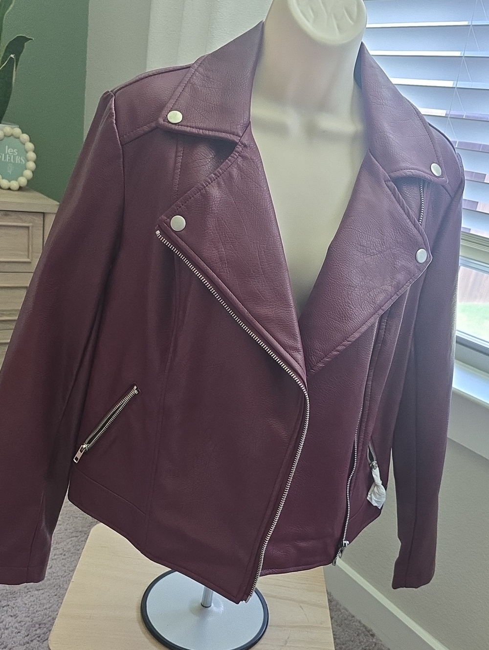 Forever 21 Burgundy Faux Leather Moto Jacket